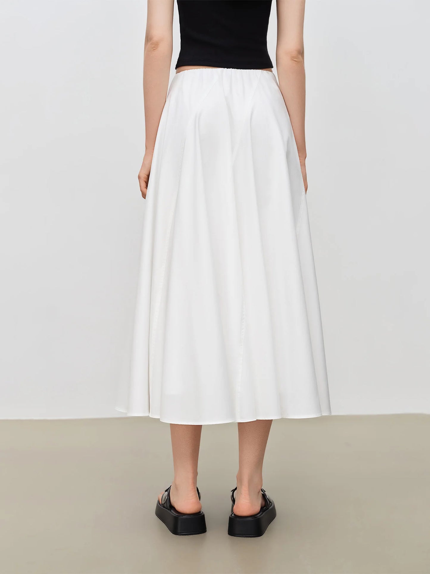 Pleated Bias Cut Midi Skirt