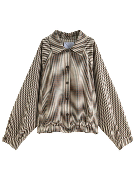 Houndstooth Pleated Hem Jacket