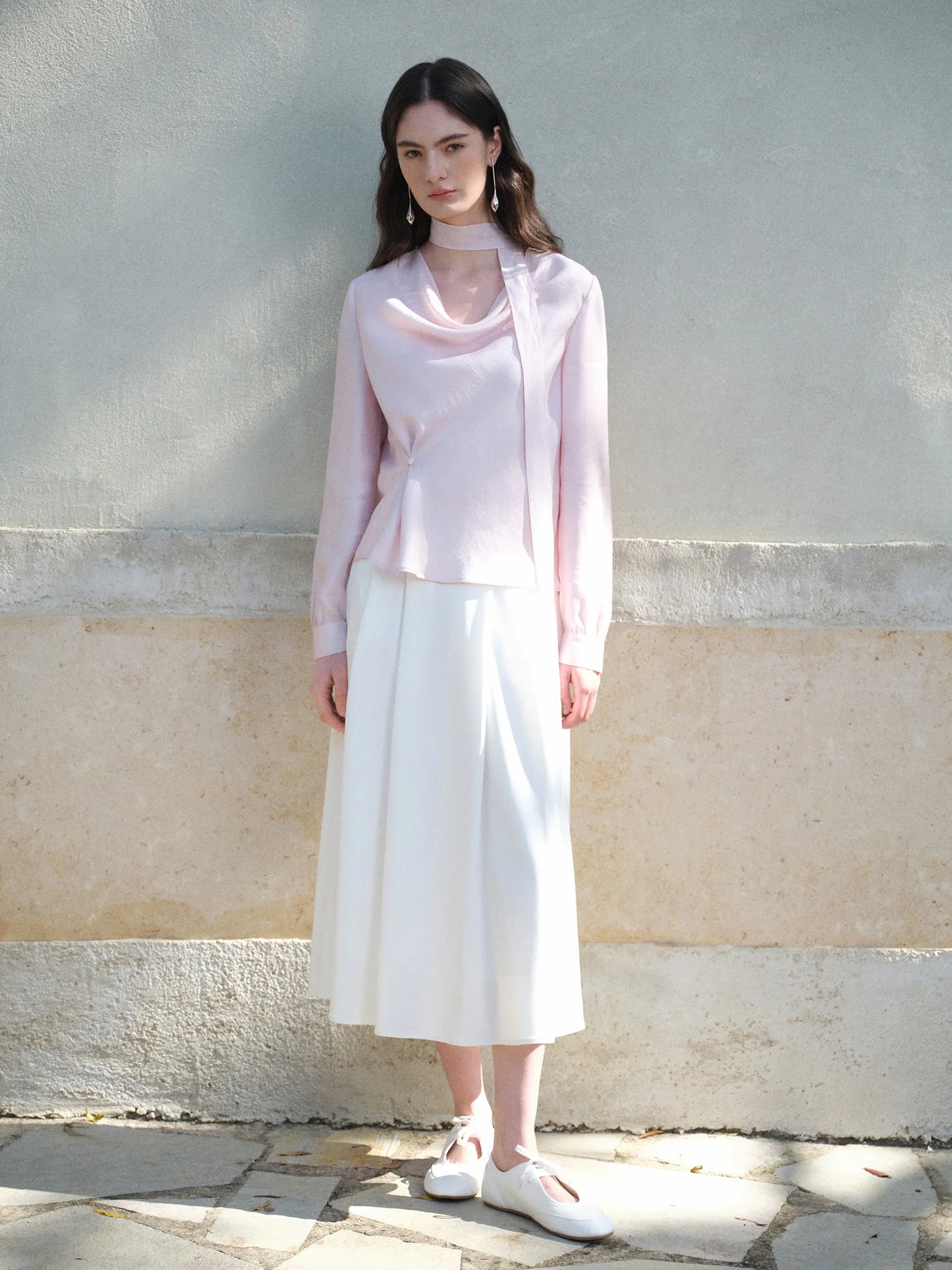 Blush Cowl Neck Long Sleeve Top