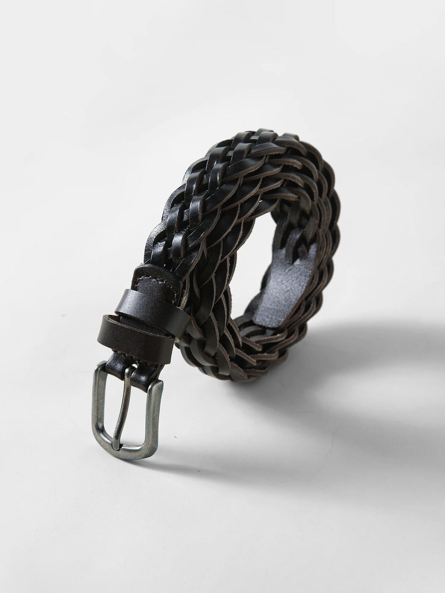 Braided Leather Buckle Belt