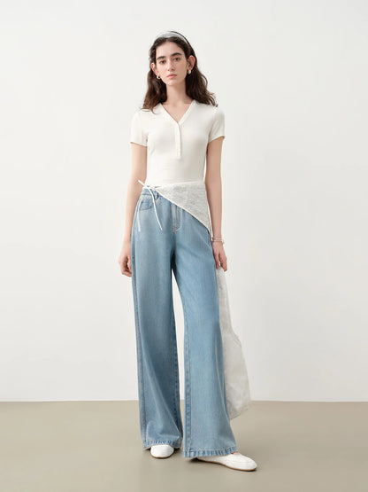 White Straight Leg Denim Pants