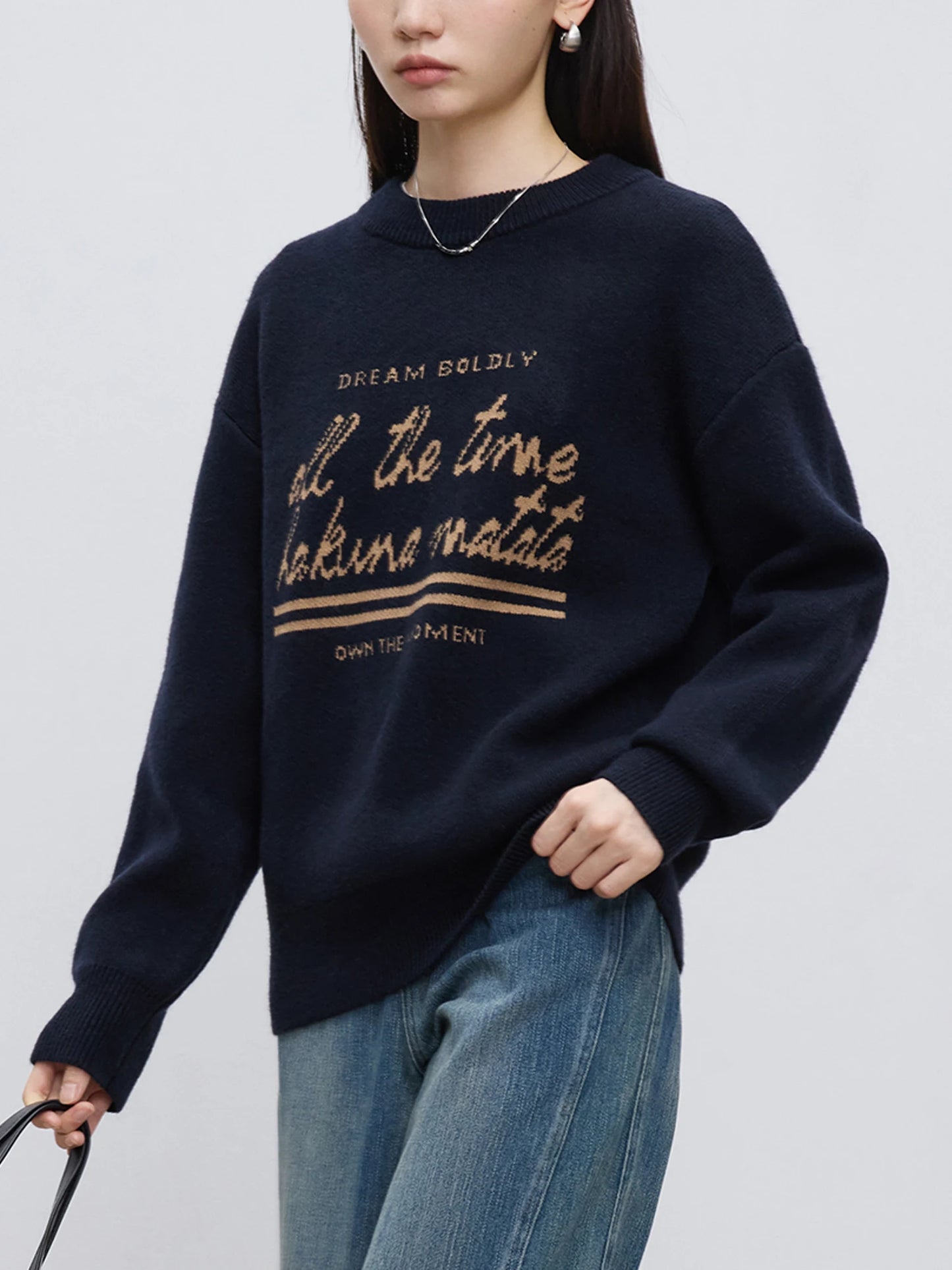 Red Graphic Crew Neck Sweater