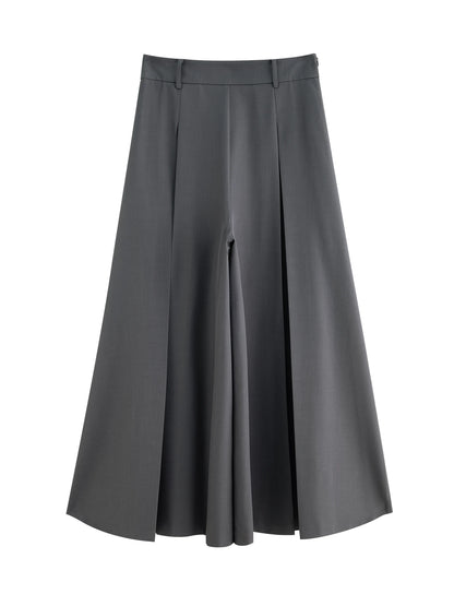 Black Draped Wide Leg Culottes