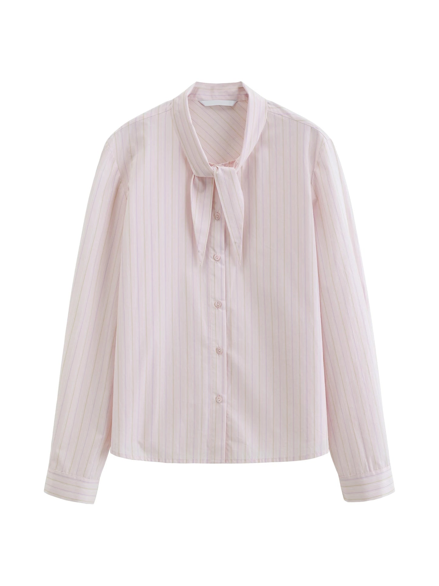 Pink Striped Tie Neck Shirt