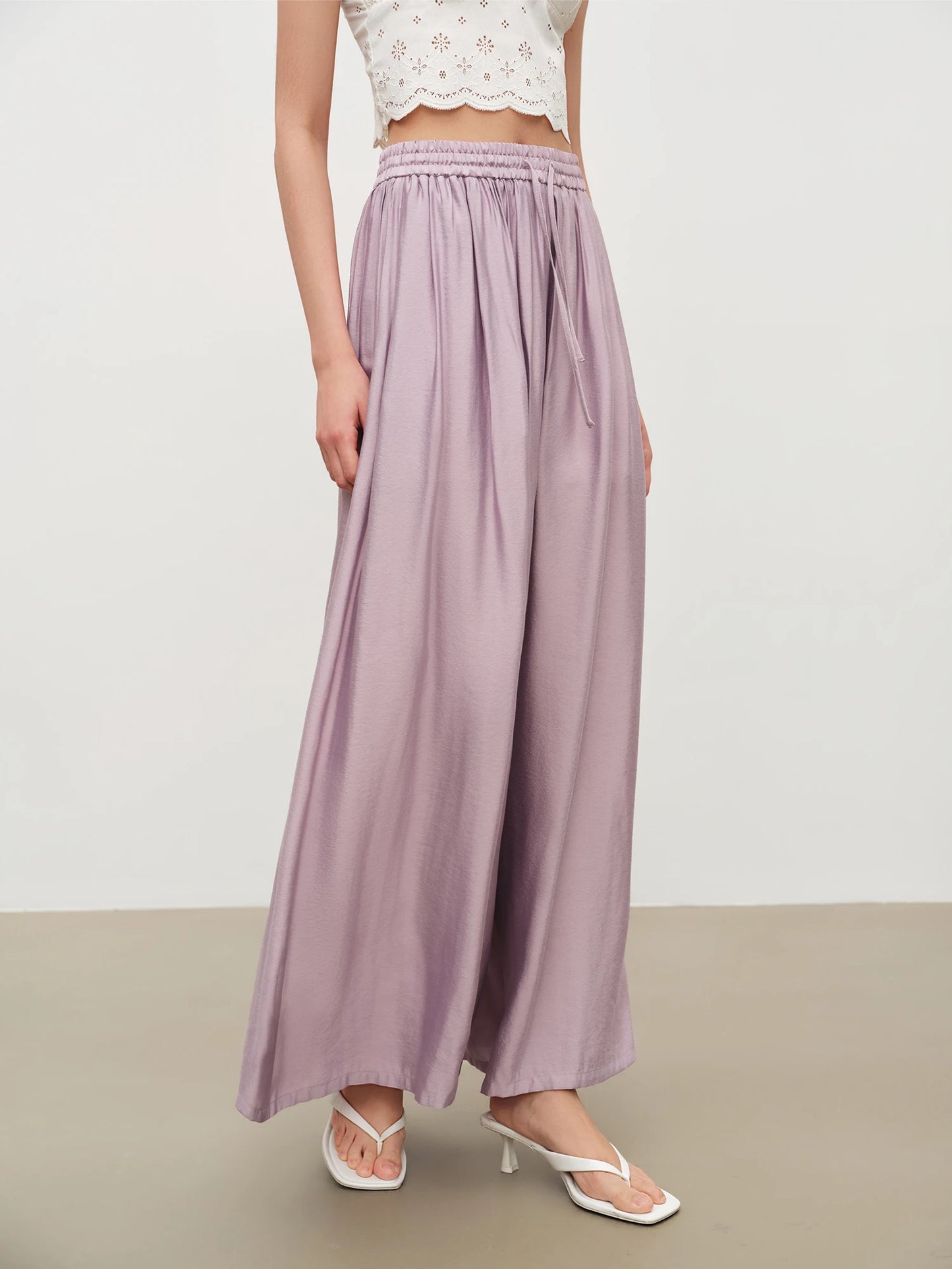 Ivory Drawstring Wide Leg Culottes