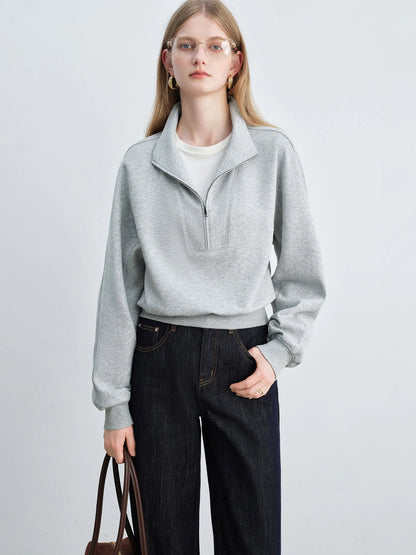 Light Gray Half Zip Knit Pullover