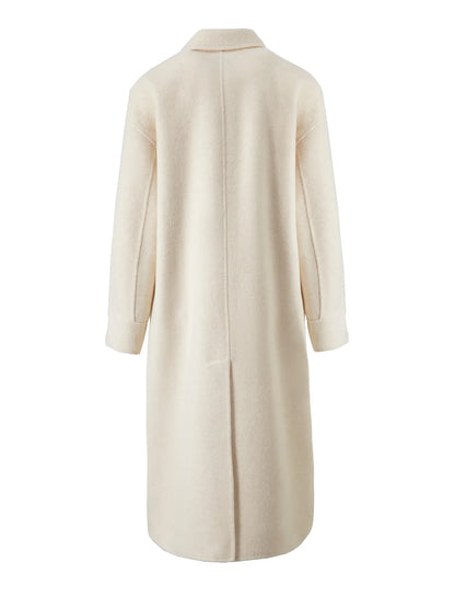 White Knee Length Wool Coat