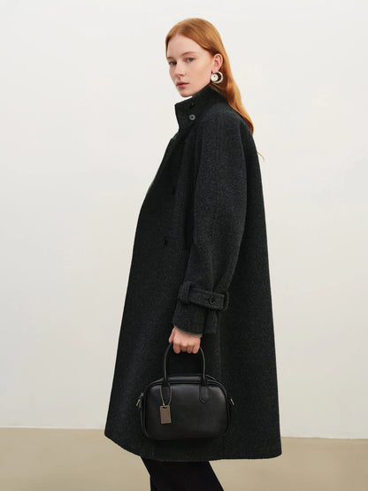 Charcoal Double Breasted Wool Coat