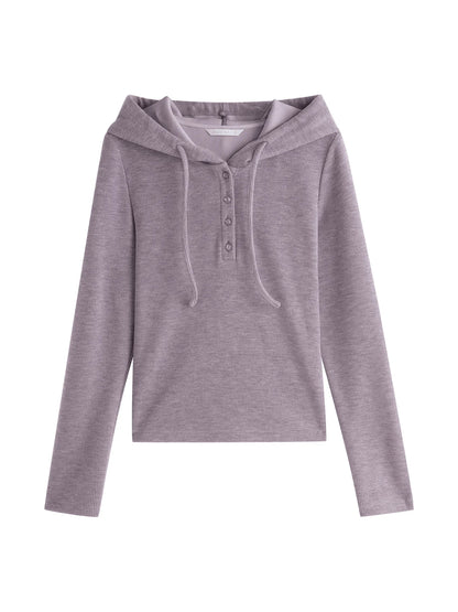 Ivory Hooded Long Sleeve Top