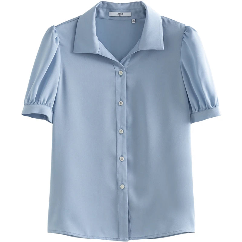 Sky Blue Short Sleeve Button Shirt
