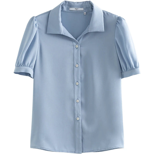 Sky Blue Short Sleeve Button Shirt