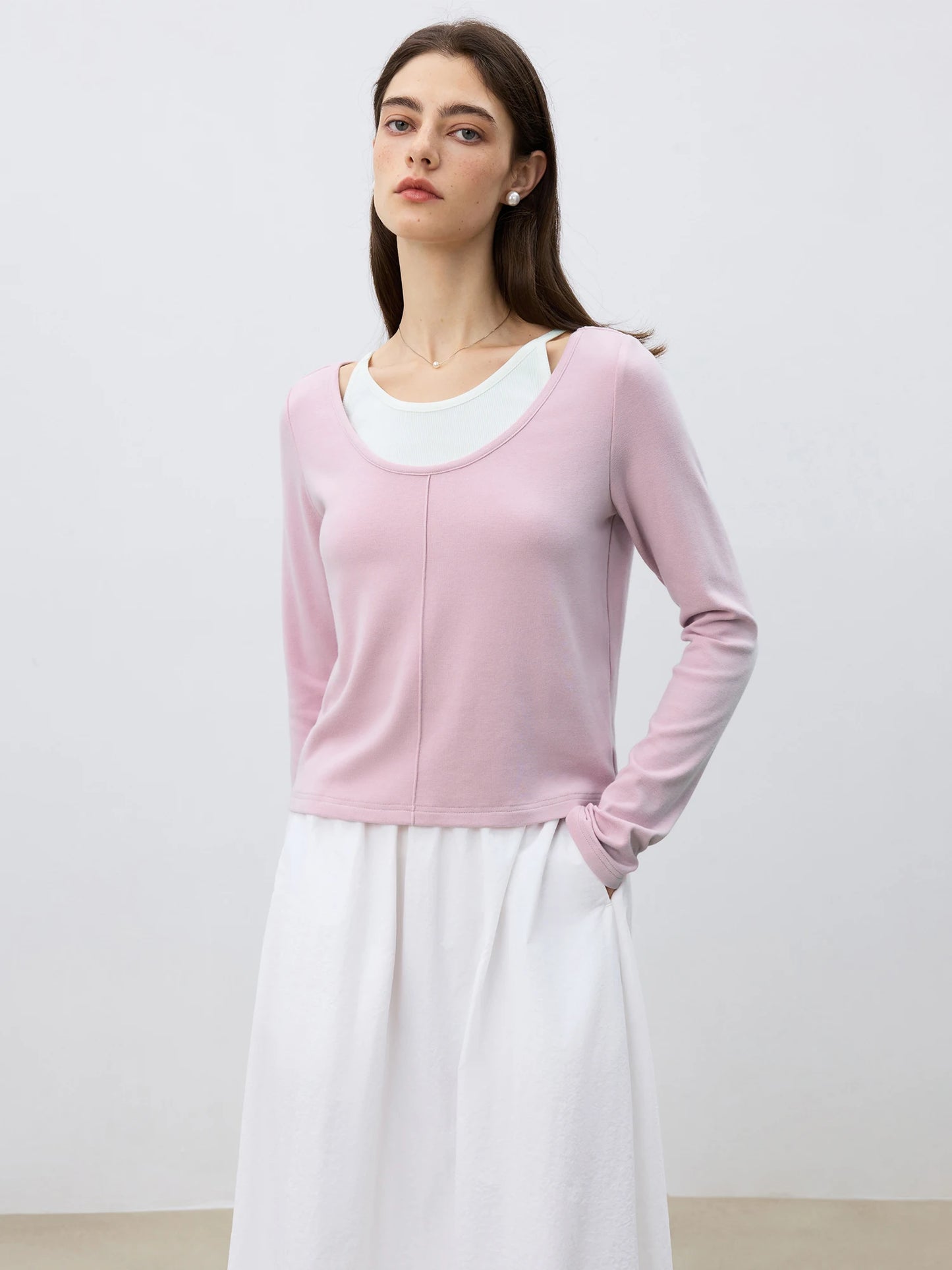 Pink Layered Scoop Neck Top