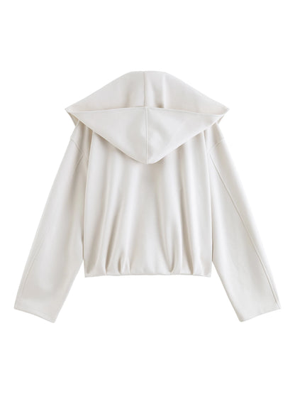 Ivory Shawl Collar Zip Jacket