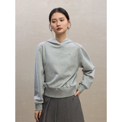Gray Cropped Pullover Hoodie