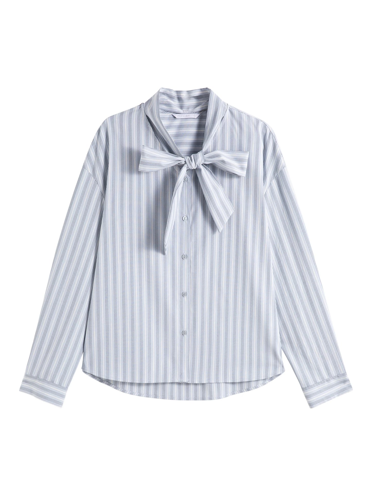 Blue Striped Bow Tie Shirt