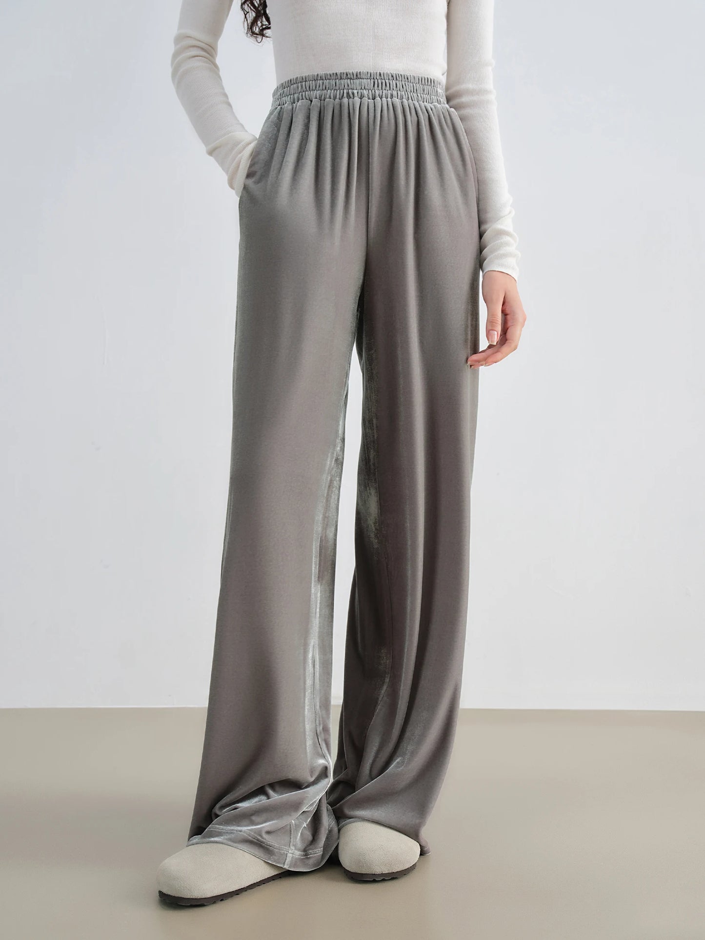 Grey Velvet Hoodie Jogger Set