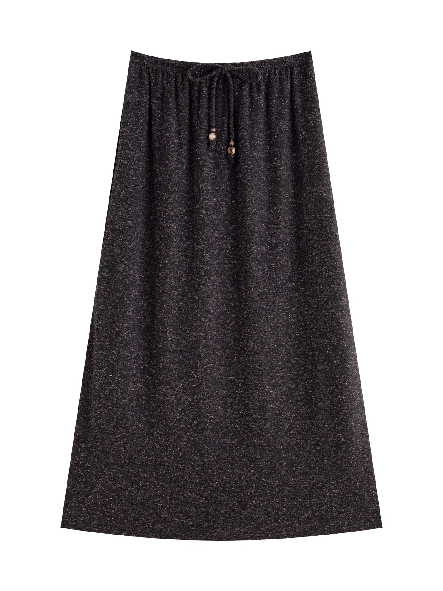 Charcoal Textured Linen Midi Skirt