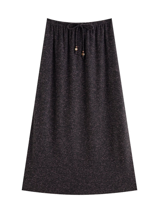 Charcoal Textured Linen Midi Skirt