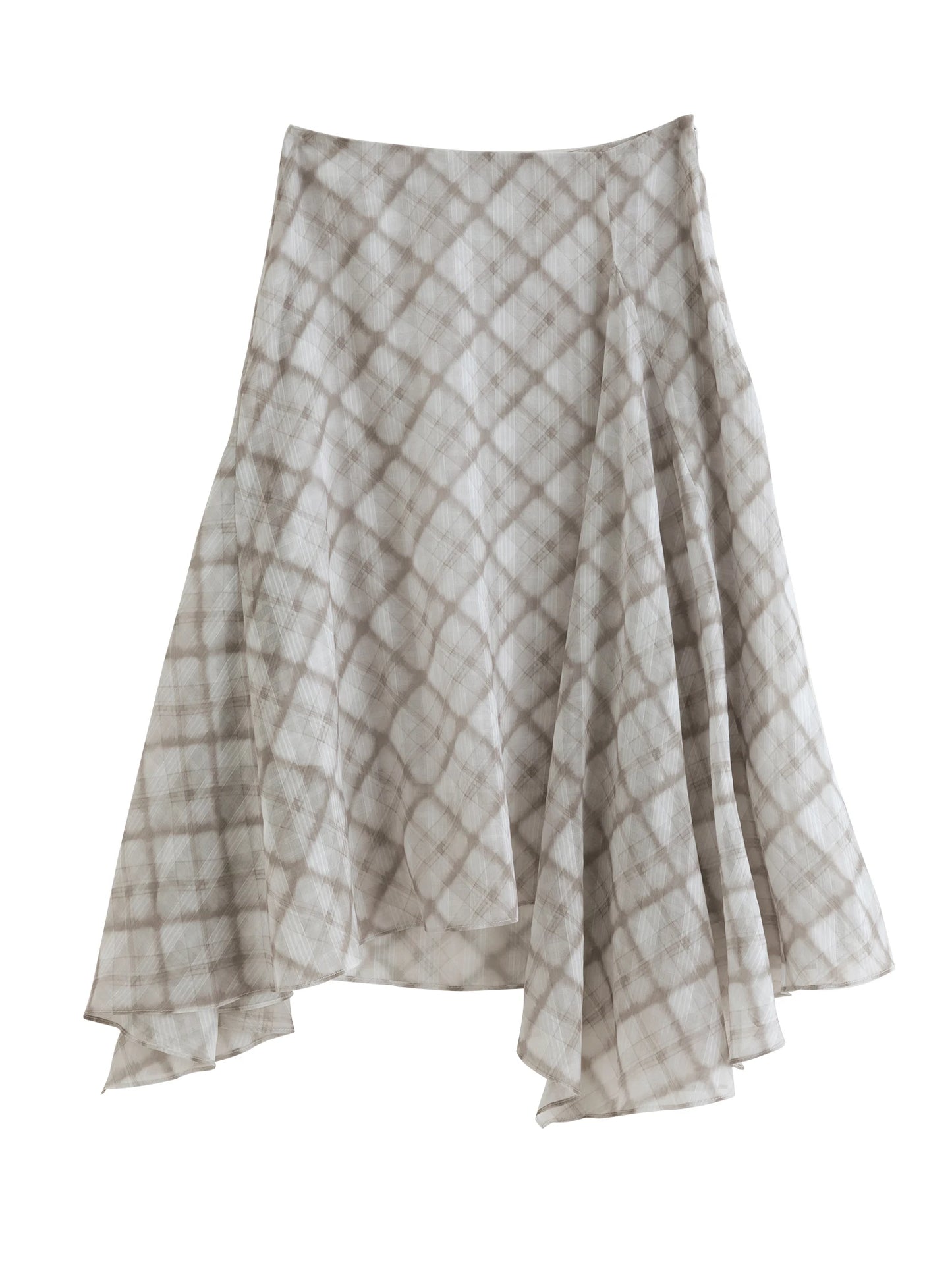 Checked Ruffle Collar Skirt Set