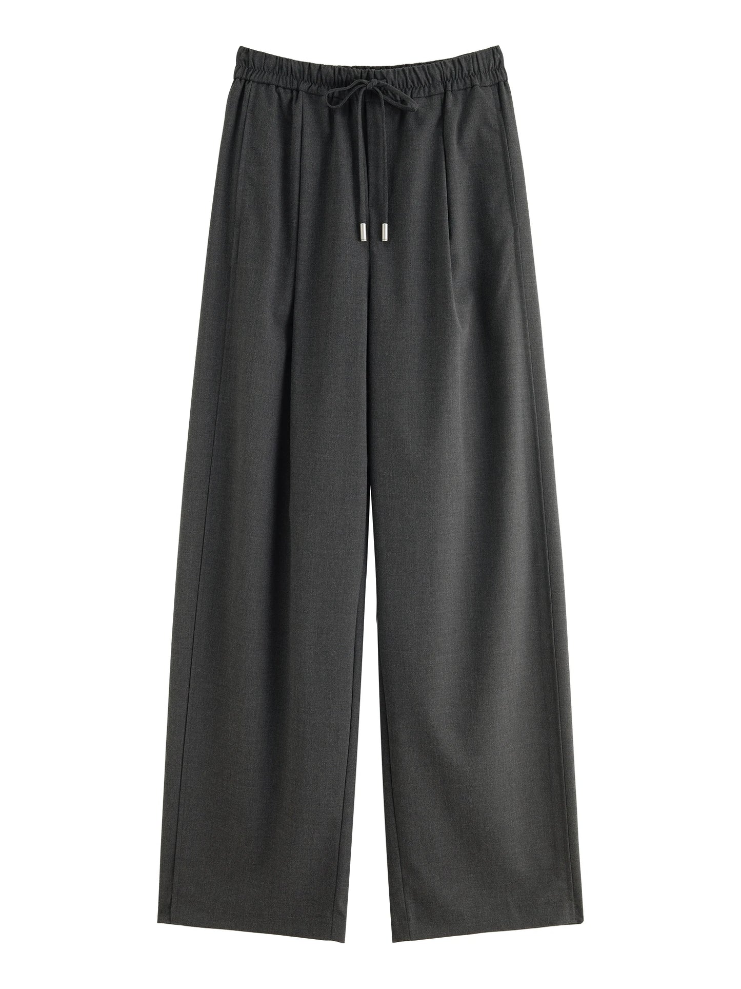 Charcoal Drawstring Wide Leg Pants