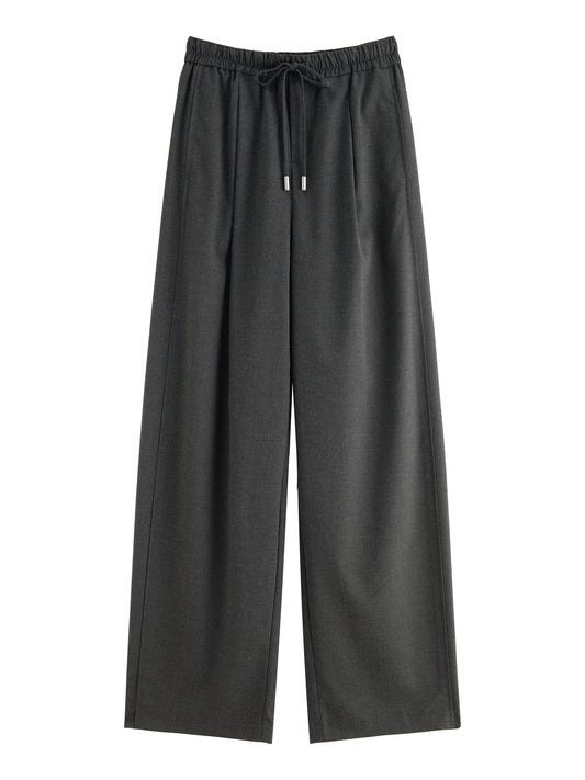 Charcoal Drawstring Wide Leg Pants