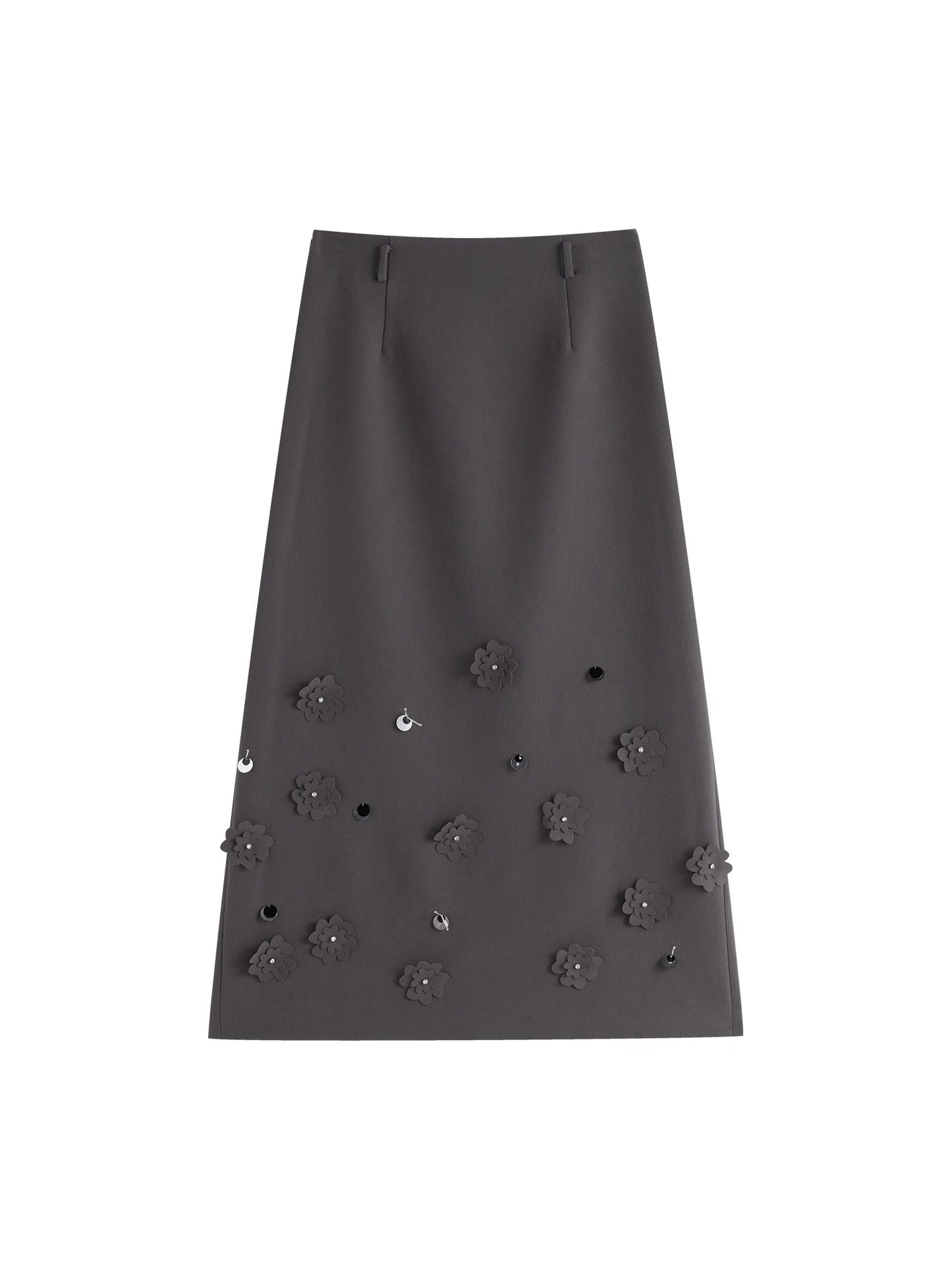 Charcoal Blazer Embellished Skirt Set