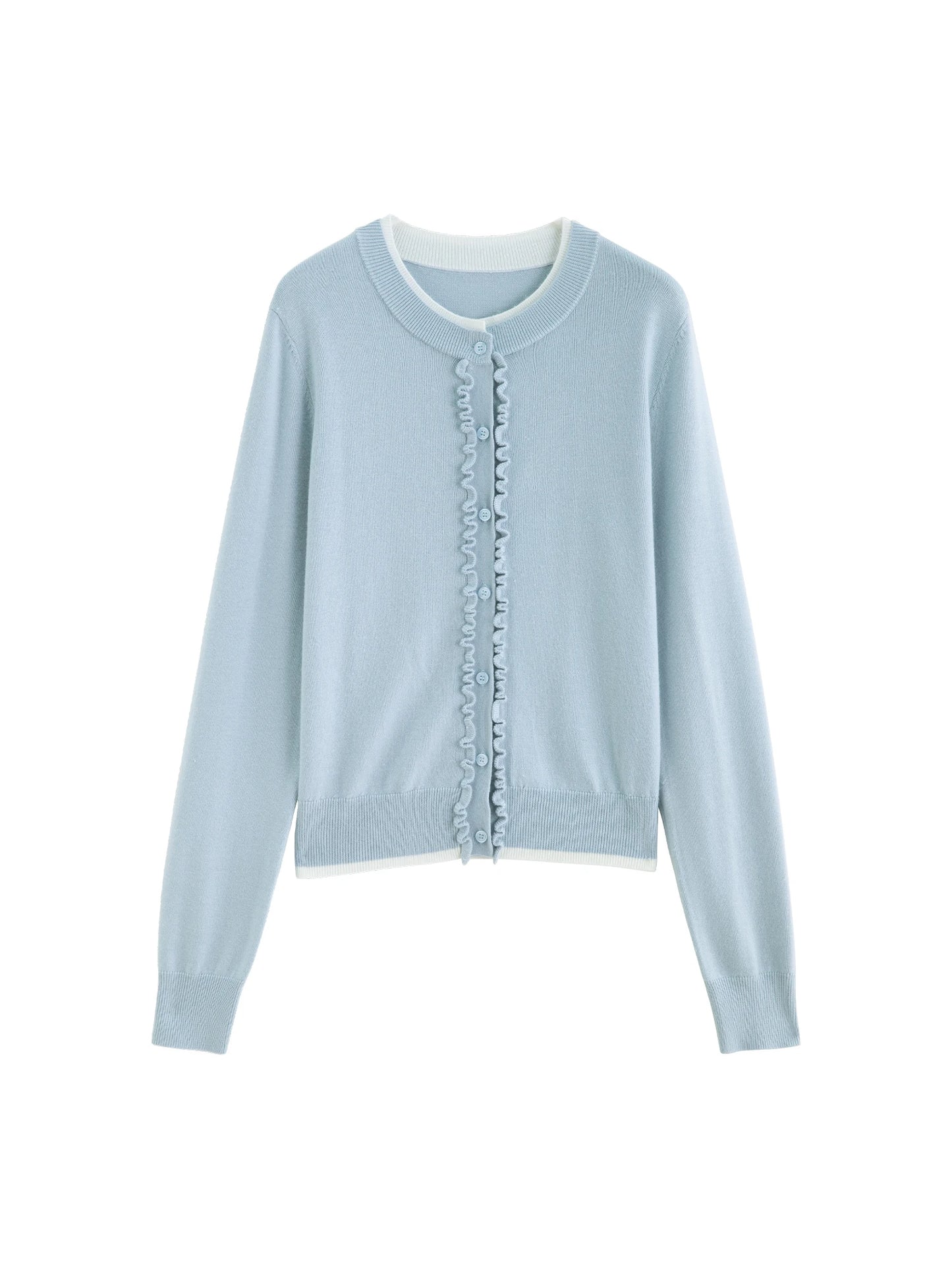 Pale Yellow Ruffle Knit Cardigan