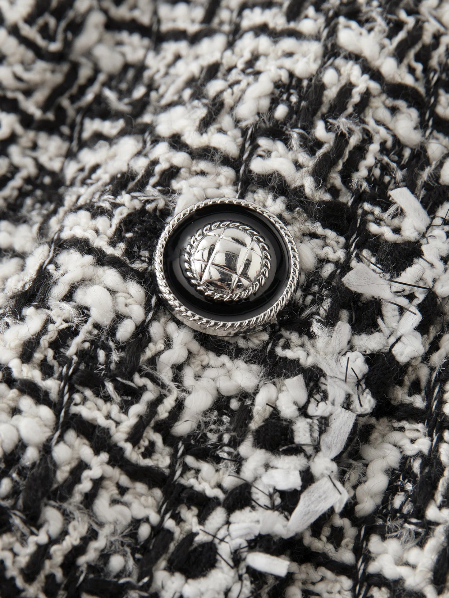 Black White Fringe Tweed Jacket