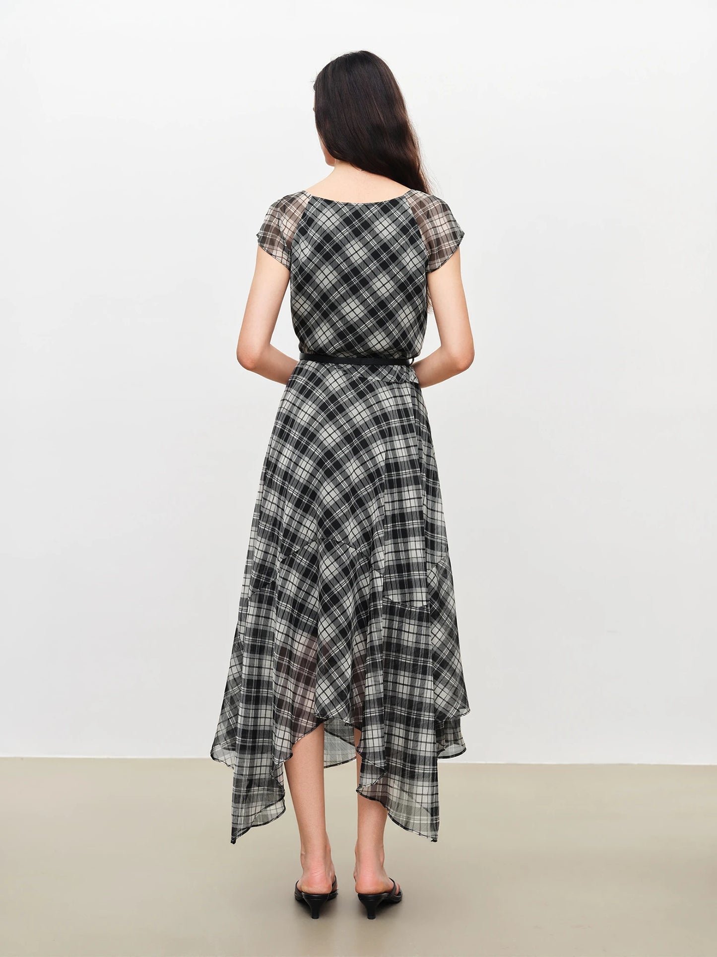 Black Plaid Fit Flare Dress