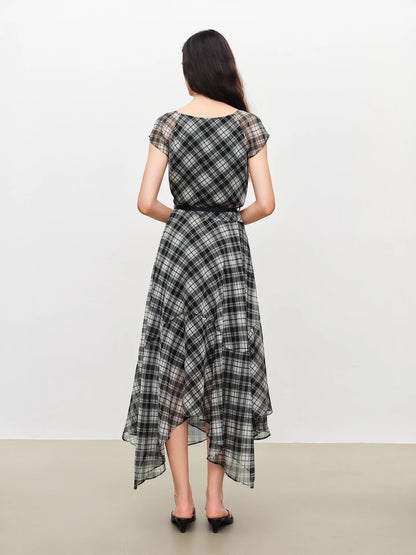Black Plaid Fit Flare Dress