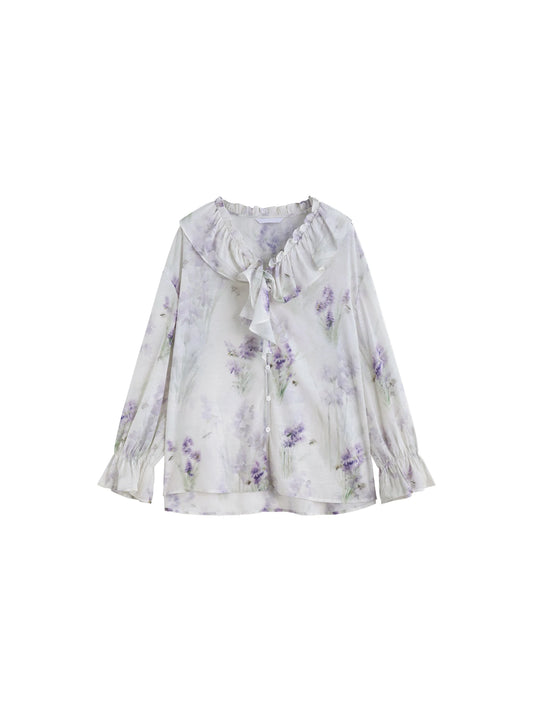 Wisteria Floral Ruffle Blouse