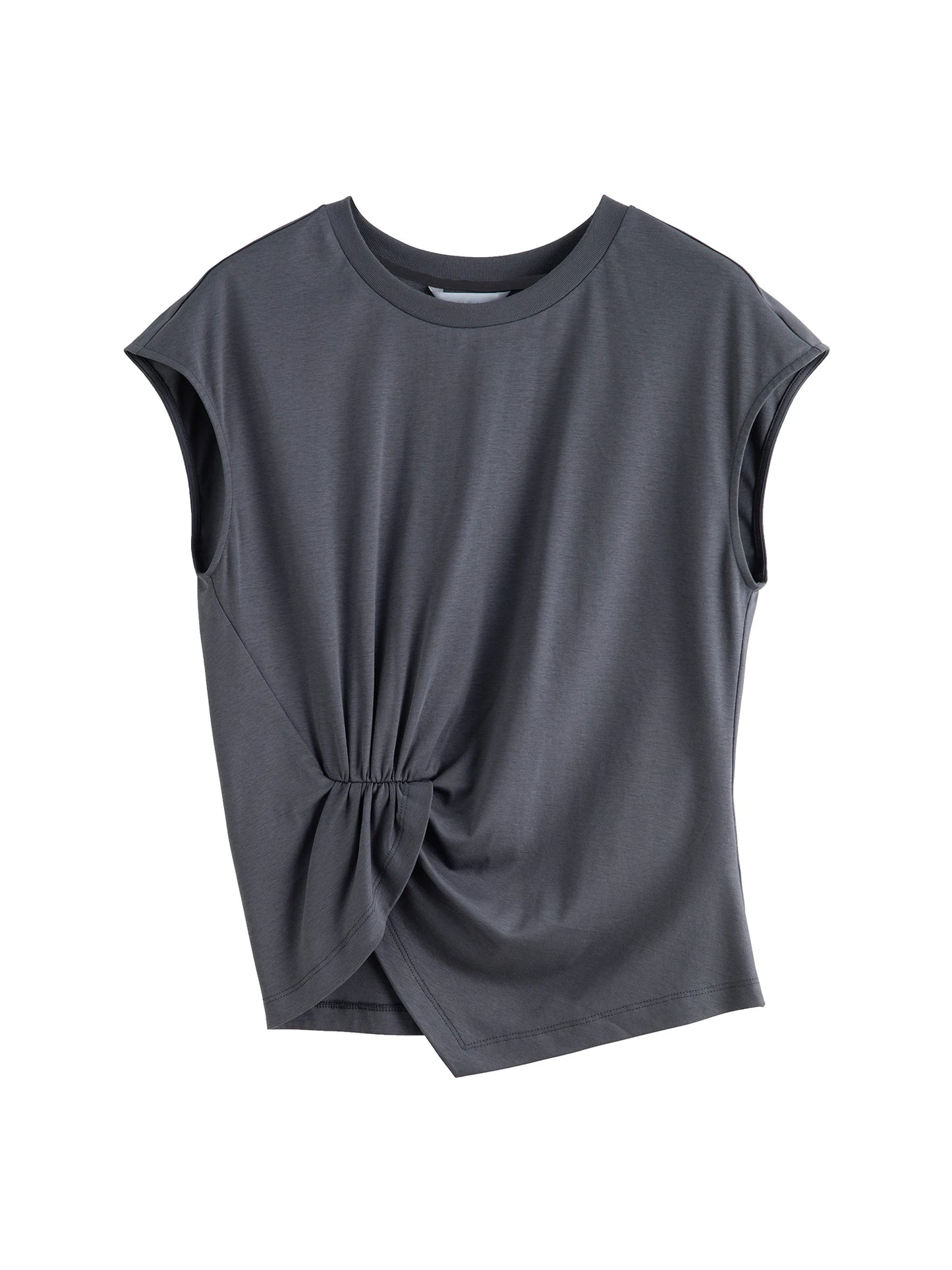Charcoal Twist Knot Cap Sleeve Top