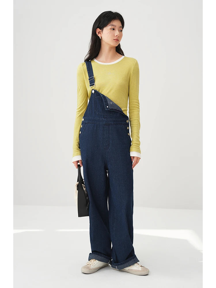 Denim Bib Overall Wide Pants