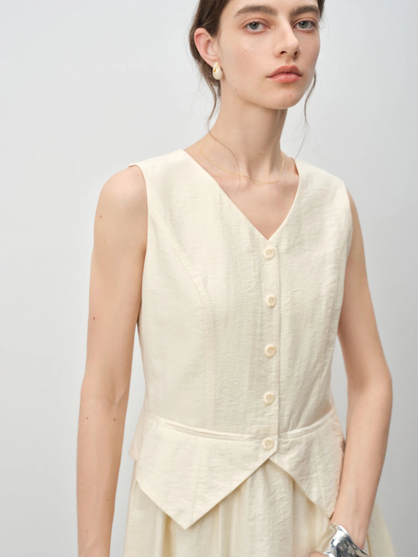 Linen Belted Vest Dress