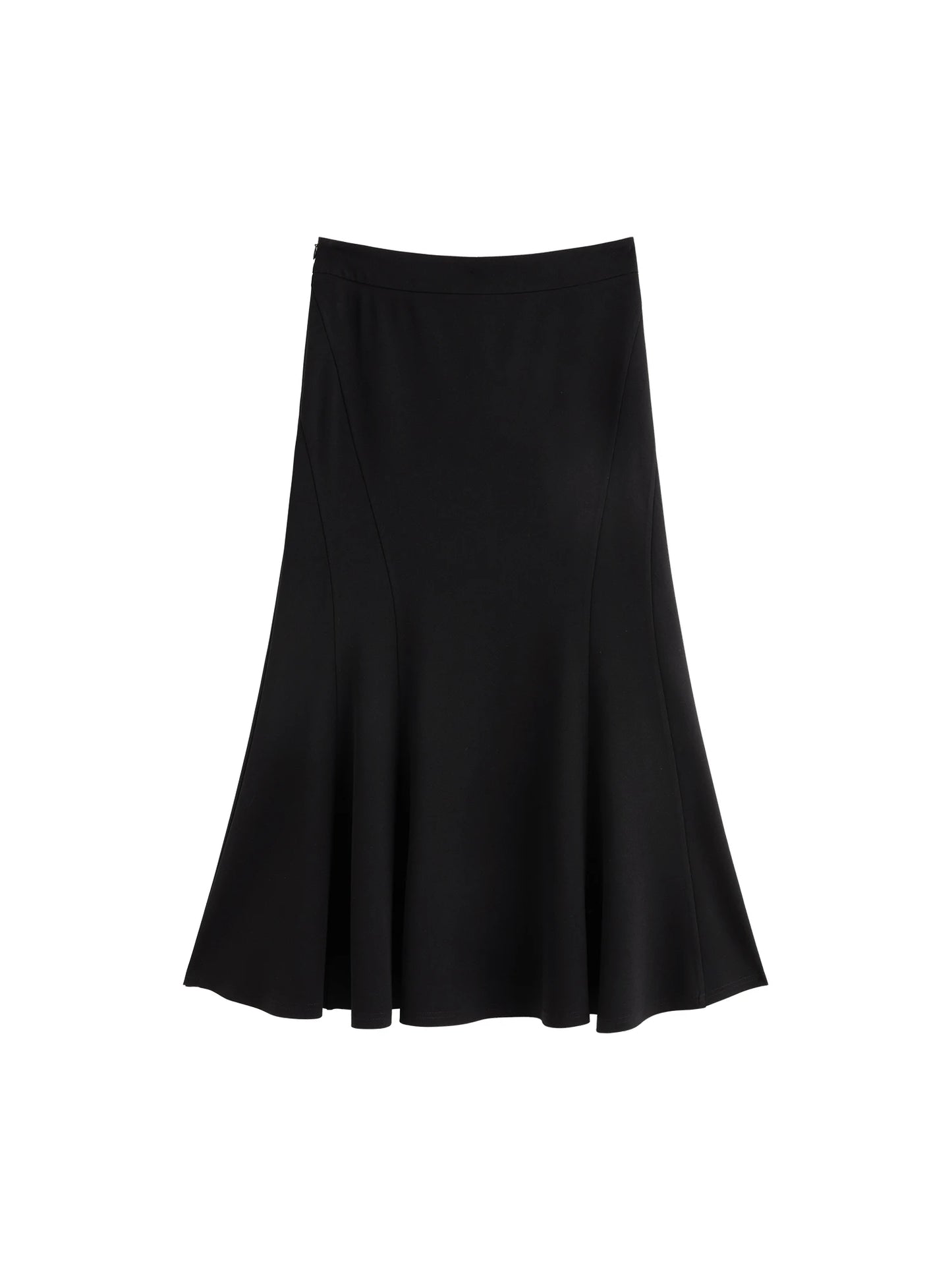 White Fishtail Flared Midi Skirt