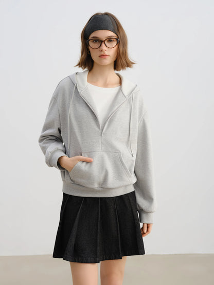 Brown Layered Collar Hooded Sweatshirt