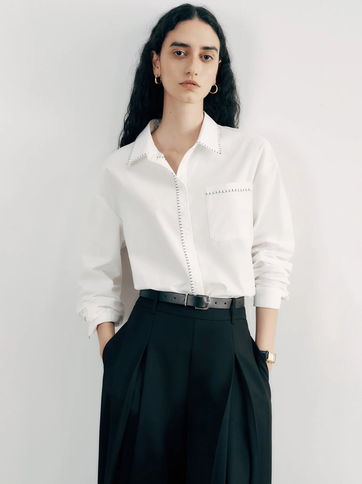 Pale Blue Contrast Trim Shirt