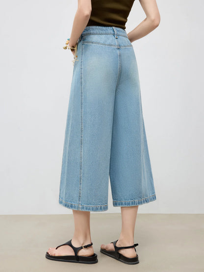 White Mid Calf Straight Jeans