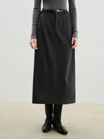 Black Knit Side Slit Pencil Skirt