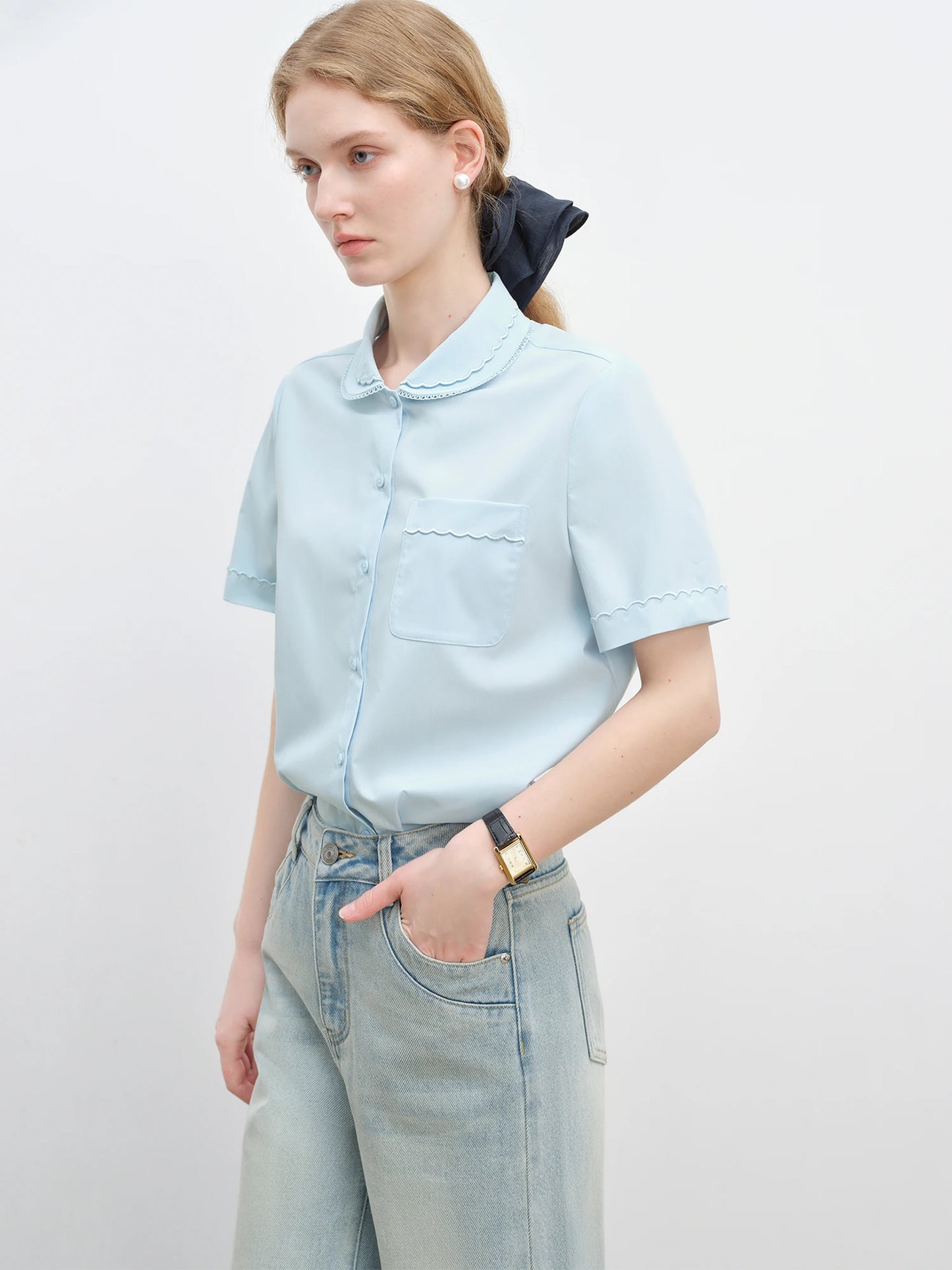 White Short Sleeve Button Shirt