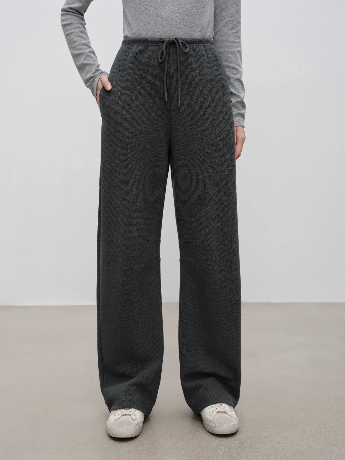 Black Knit Wide Leg Pants