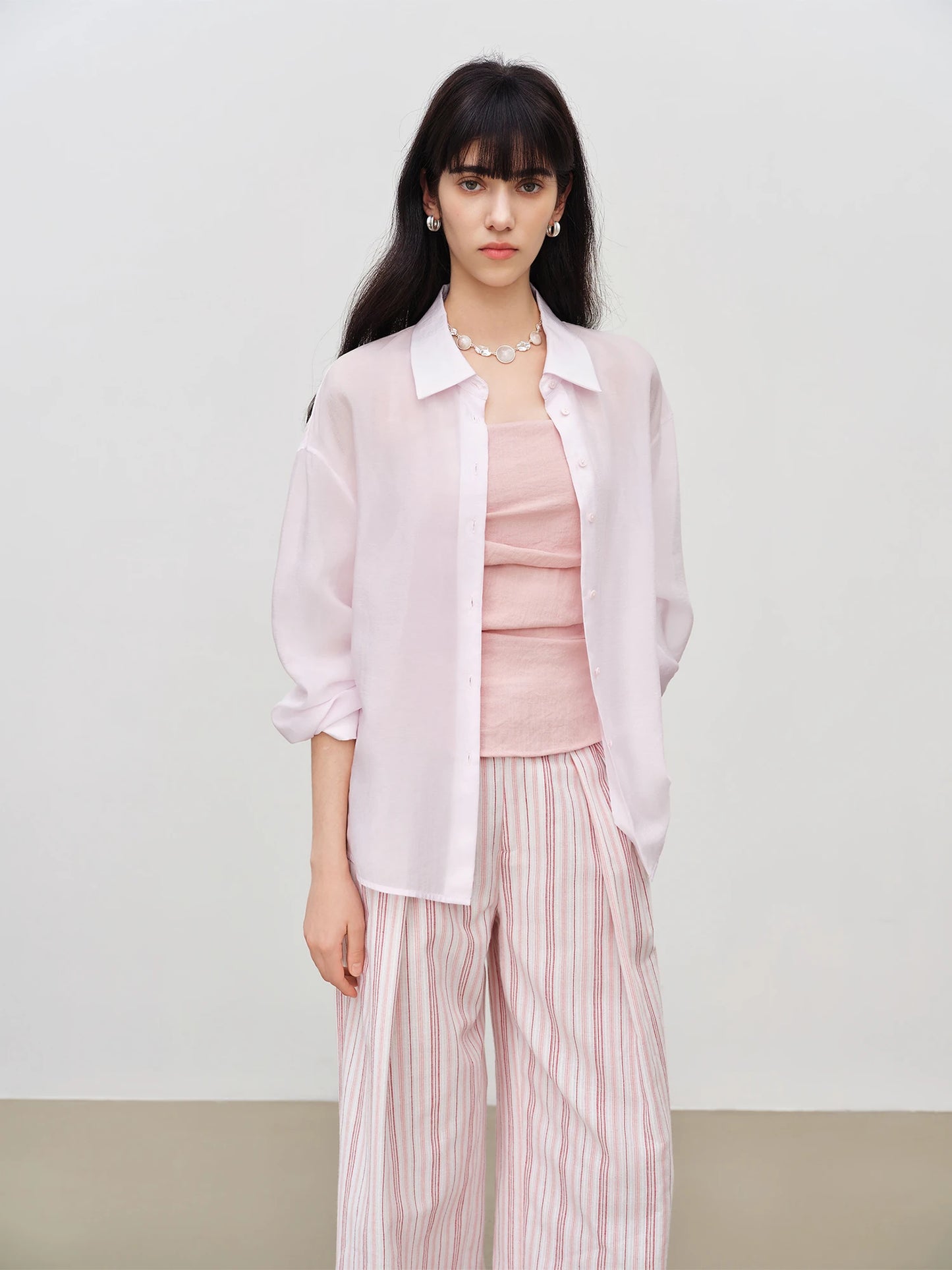 Pale Blue Sheer Button Shirt