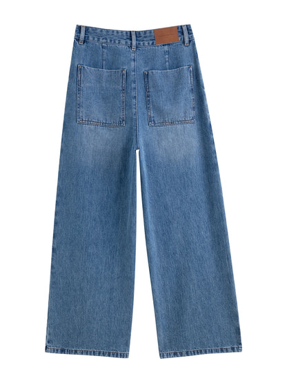Beige Cropped Straight Jeans