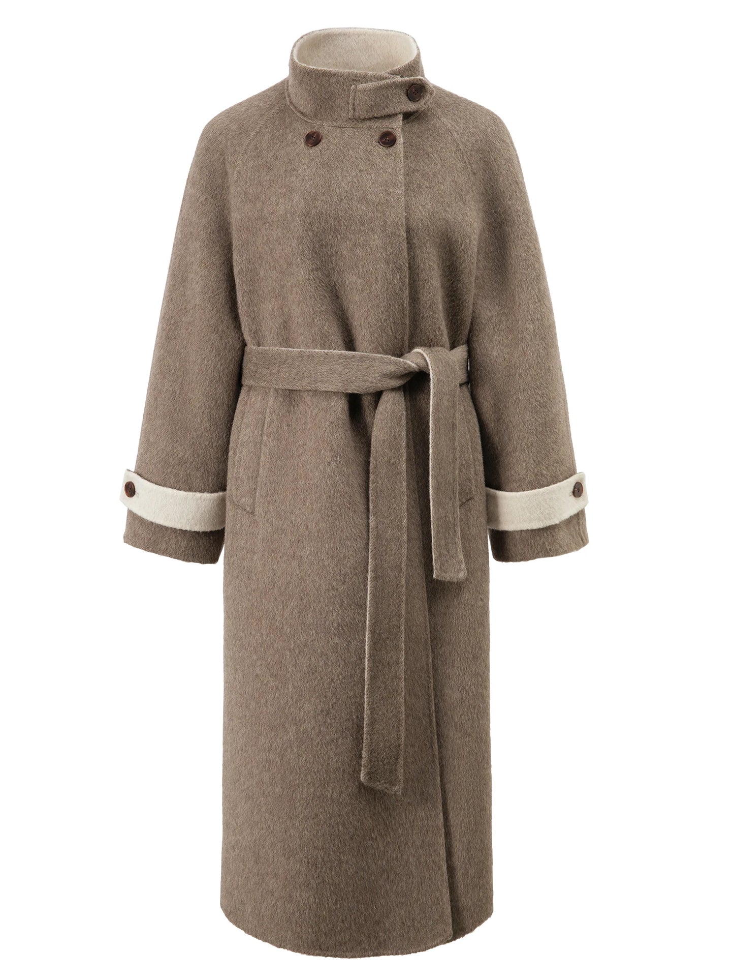 Camel Stand Collar Wool Coat