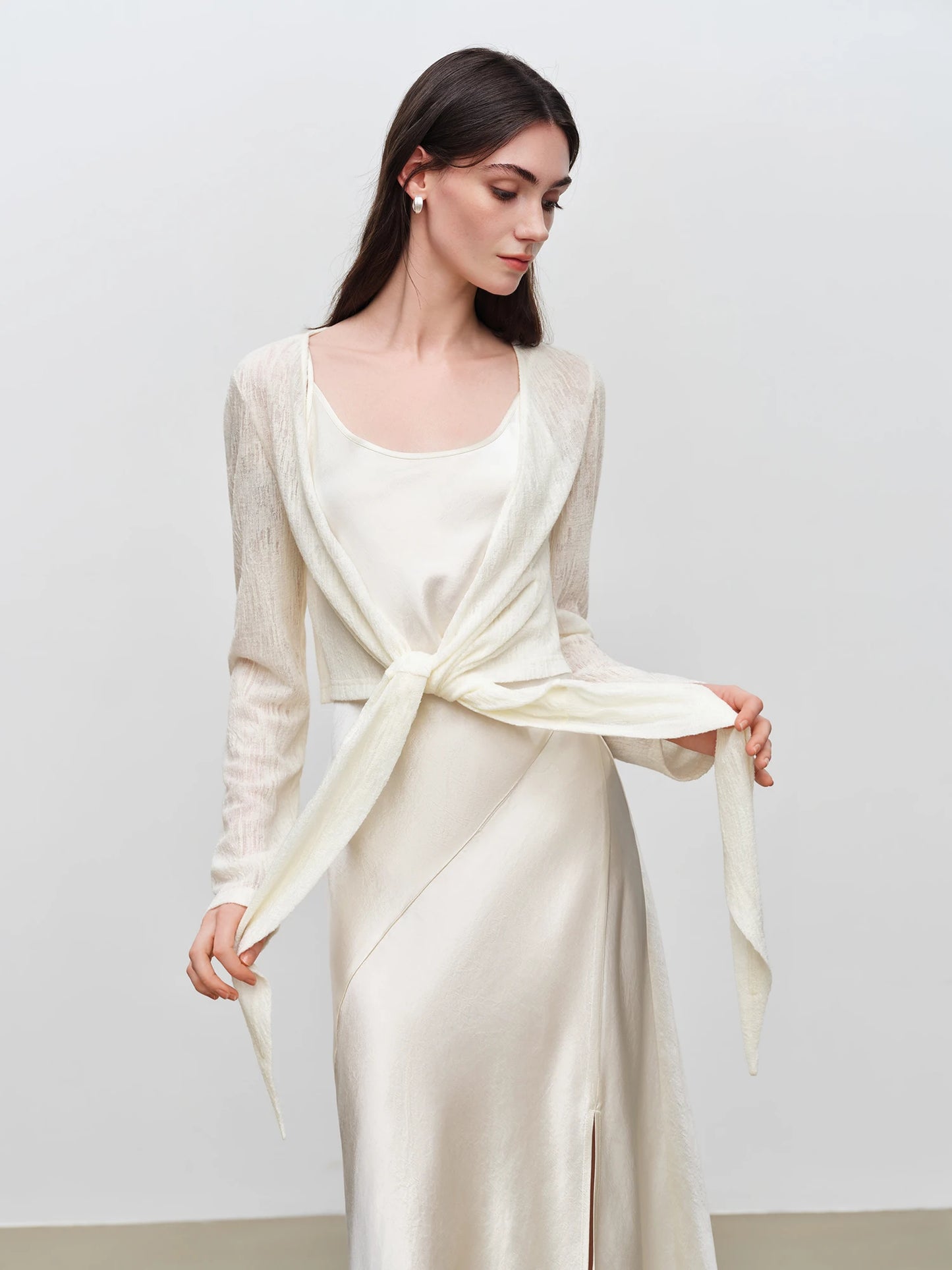 Pale Blue Tie Front Cardigan