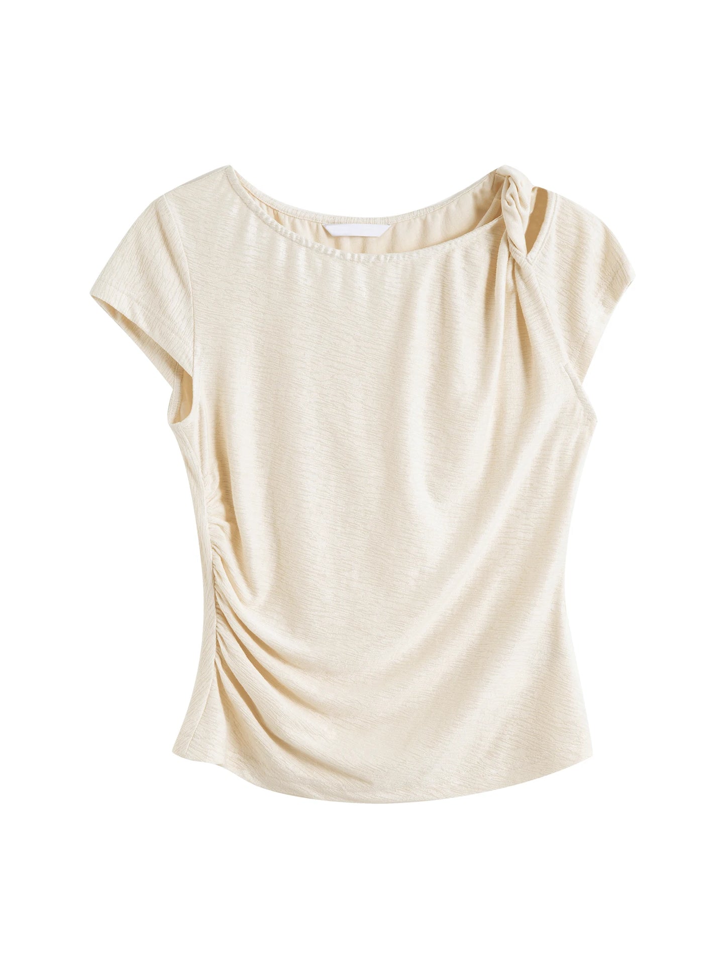 Cream Knit Tee Skirt Set