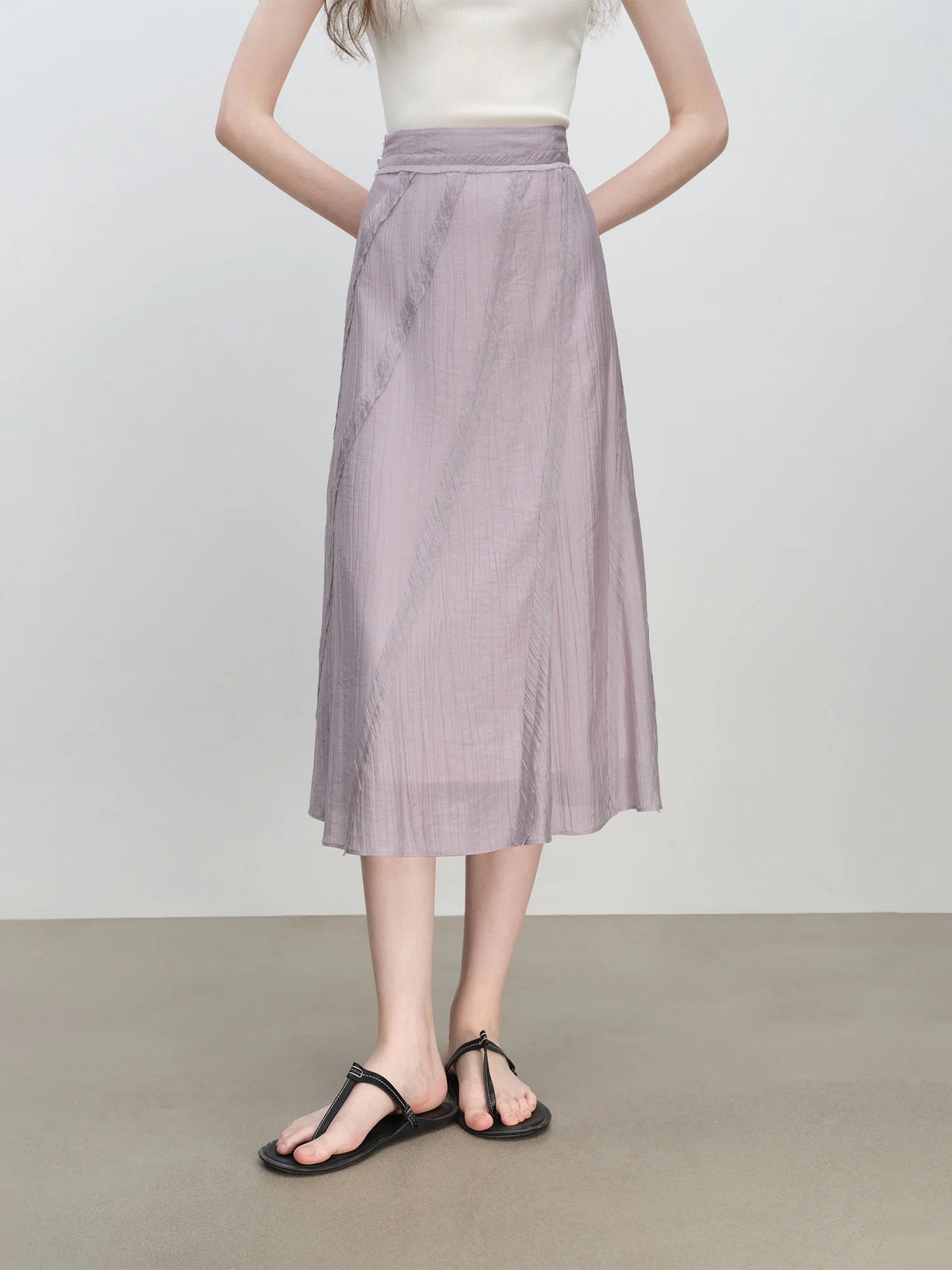 Lavender Bias Cut A-Line Skirt