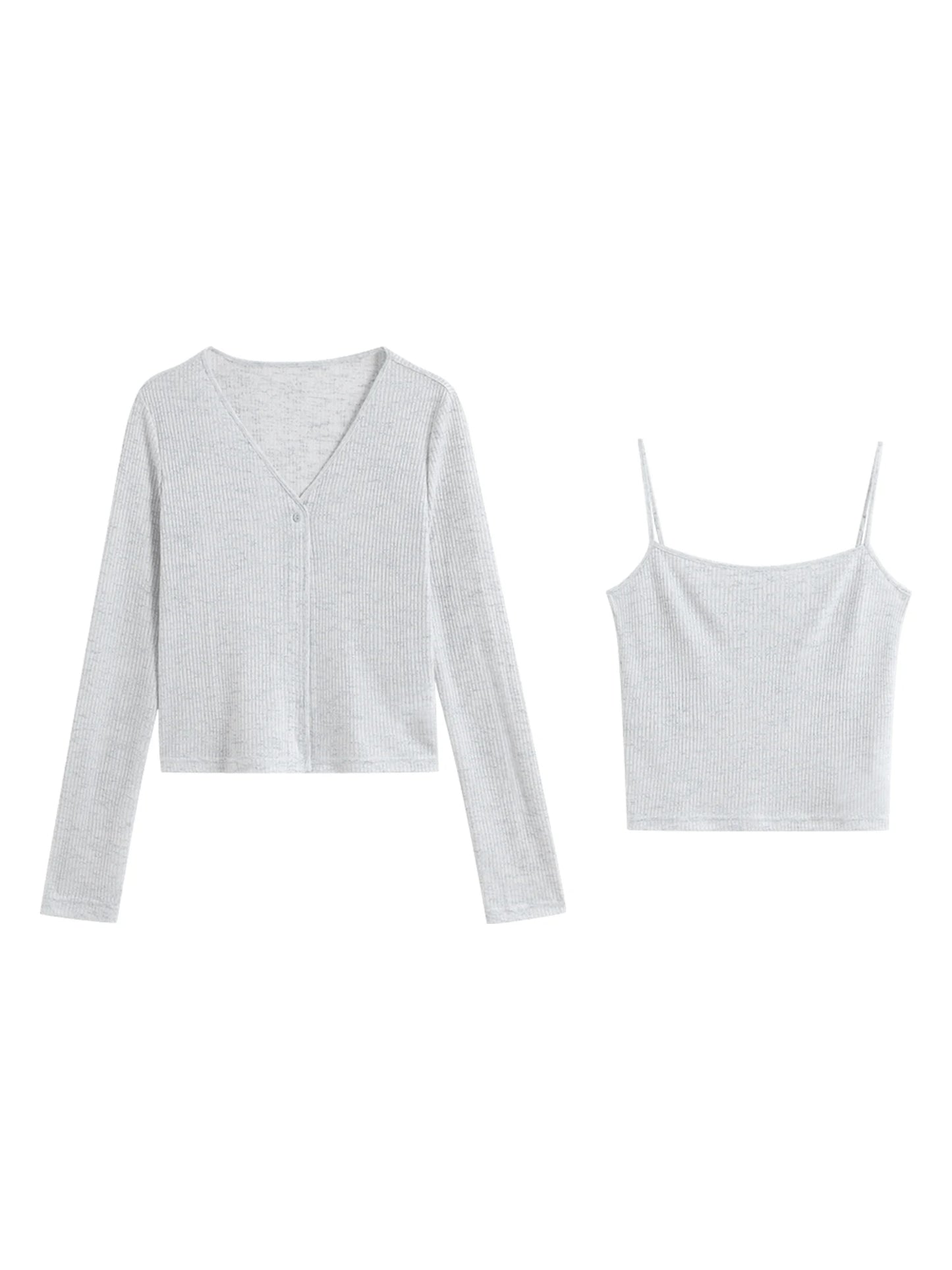Light Grey Ribbed Knit Top
