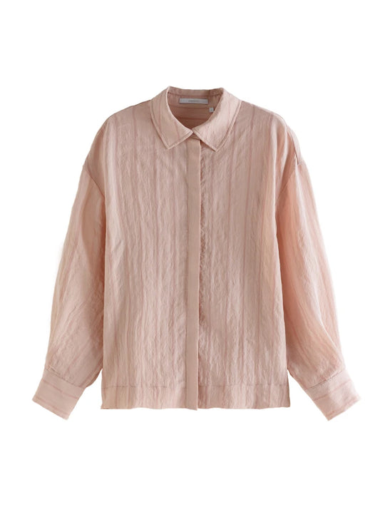 Peach Striped Button Shirt