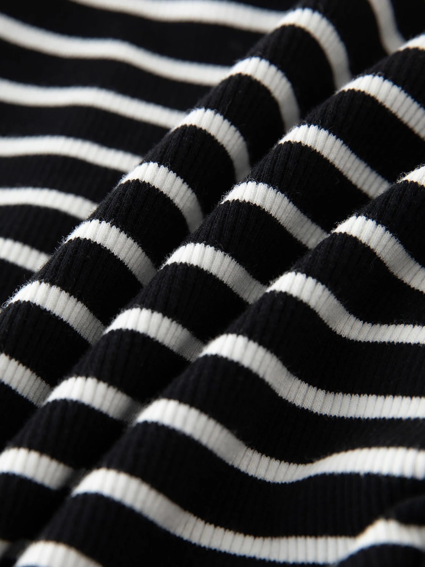 Black Striped Ribbed Polo Tee